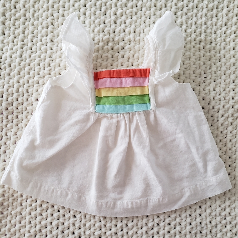 Baby girl linen flutter sleeve top 0-3M